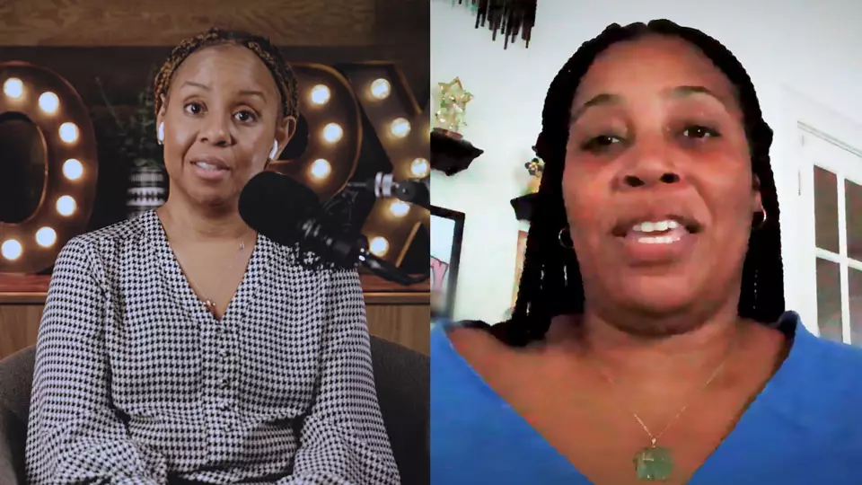 Podcast host Freda Richards and guest Takeisha Sykes pictured during the taping of the podcast