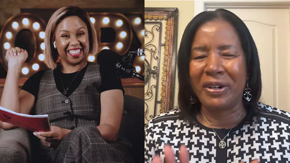 Podcast host Freda Richards and guest Shirley Dominick pictured during the taping of the podcast