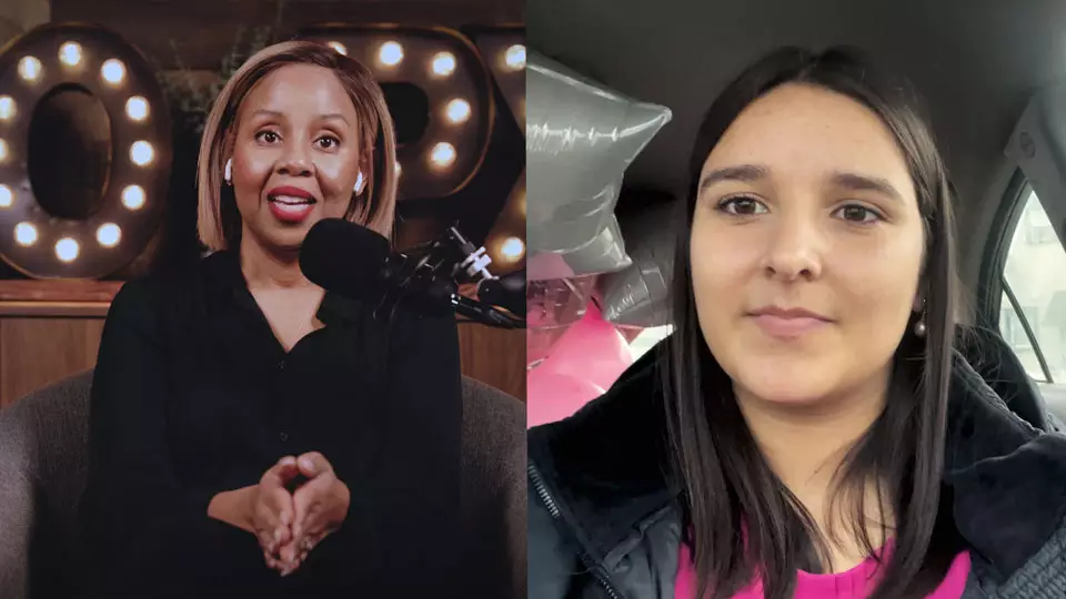 Podcast host Freda Richards and guest Kylie Glendenning pictured during the taping of the podcast