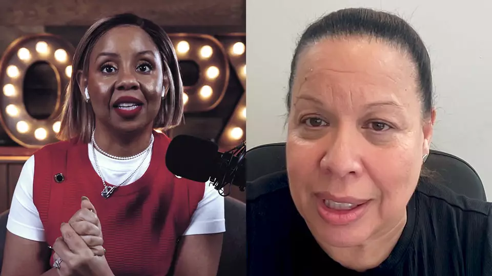 Podcast host Freda Richards and guest Rose Lorenzo pictured during the taping of the podcast