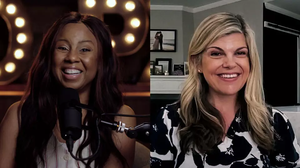 Podcast host Freda Richards and guest Dr. Lisa Lea pictured during the taping of the podcast