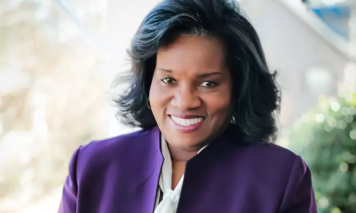 Portrait of a smiling Judith Felton
