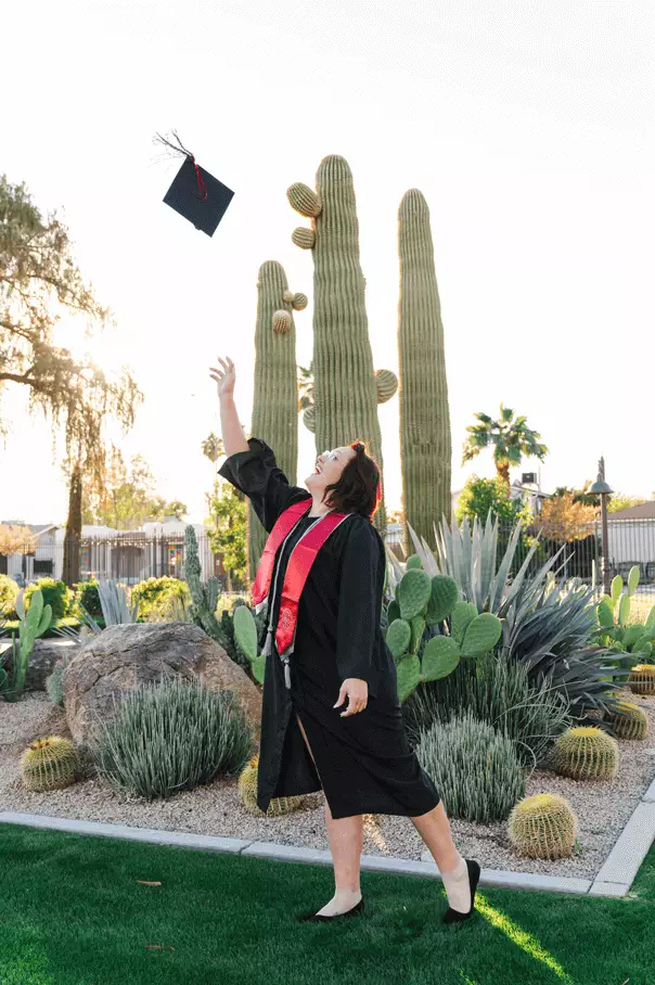 Maddison Phillips in her graduation regalia