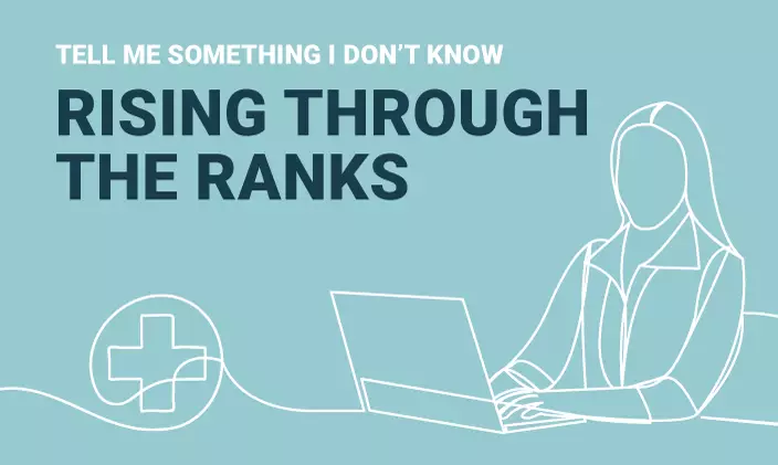 Text: Tell me something I don't know: Rising through the ranks. A UOPX Alumni Terri Cascia story.