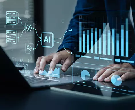 Illustration of a person using AI