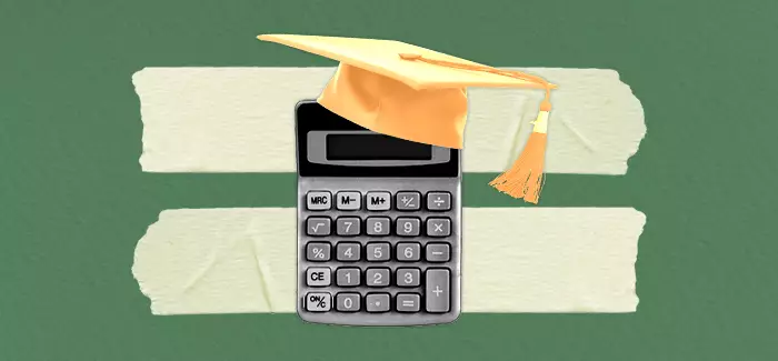 A calculator with a graduation cap to signify an accounting degree
