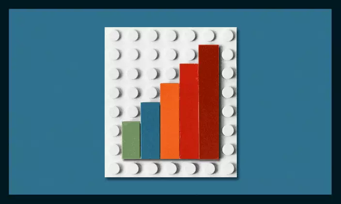 A colorful lego graph represents a master's in management