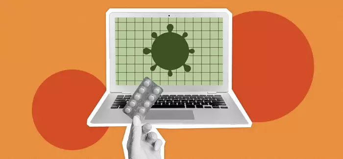 Pills and a chart to represent health informatics