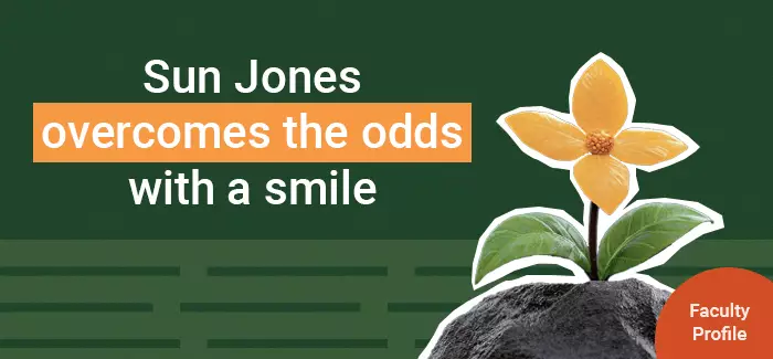 Sun Jones overcomes the odds with a smile