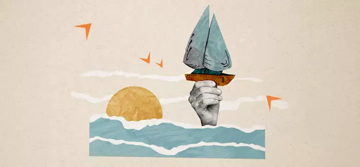 A sailboat to signify 'Zoomers poised to ride the silver tsunami'