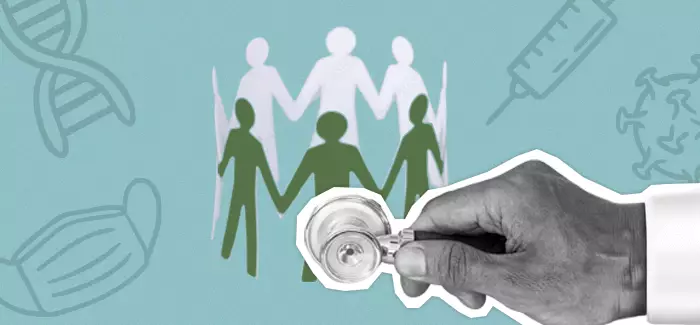 A photo of the word with hands holding a heart placed over it to represent public health