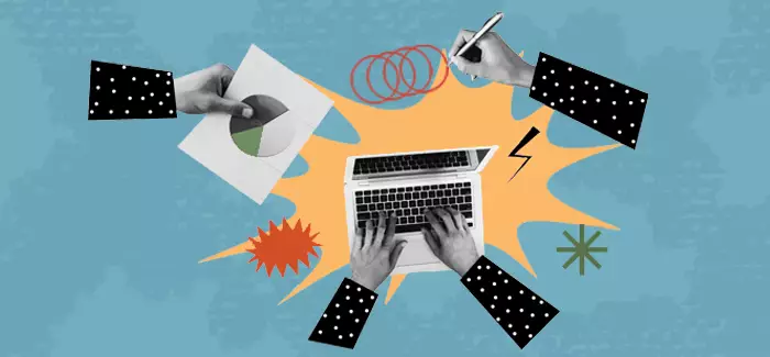Hands in frame working on projects to signify a technical writer