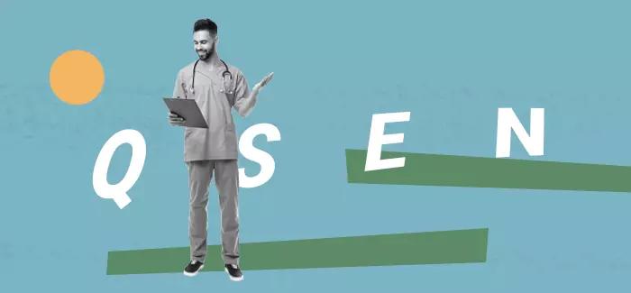 A male nurse to represent qsen in nursing