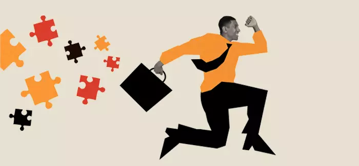 Image of a business man running to signify business intelligence analyst skills