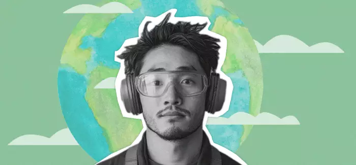 A man with safety goggles and ear protection on to signify environmental health and safety