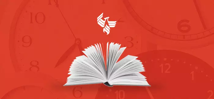 A school book with the ������ý logo to represent History of ������ý