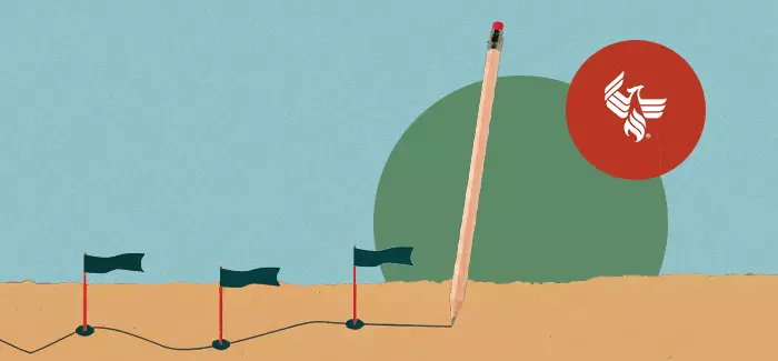 Flag to signify goal posts to represent transfer students