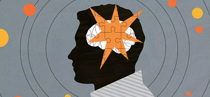 A silhouette of a head and brain with a star over the brain to signify what is behavioral science