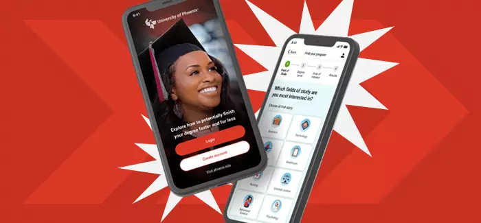 Two cellphones showing college apps