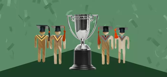 Figures in graduation caps to signify university of phoenix students