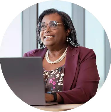 Business manager working on a laptop