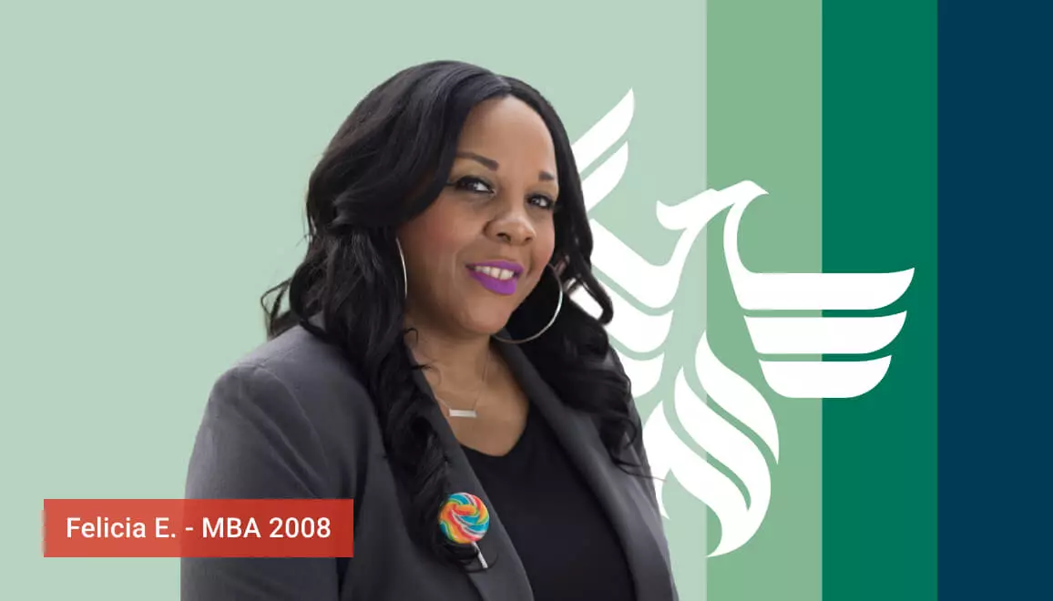Headshot of Felicia Evans - MBA 2008, wearing a black blazer and a smile