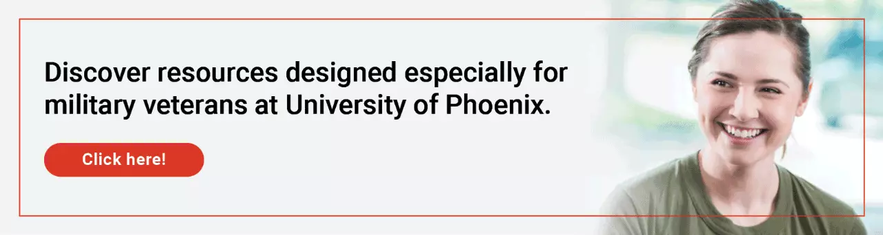 Discover resources designed especially for military veterans at University of Phoenix. Click here.