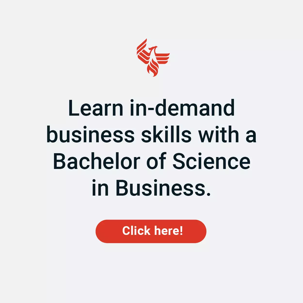 Learn in-demand business skills with a Bachelor of Science in Business. Click here to learn more.