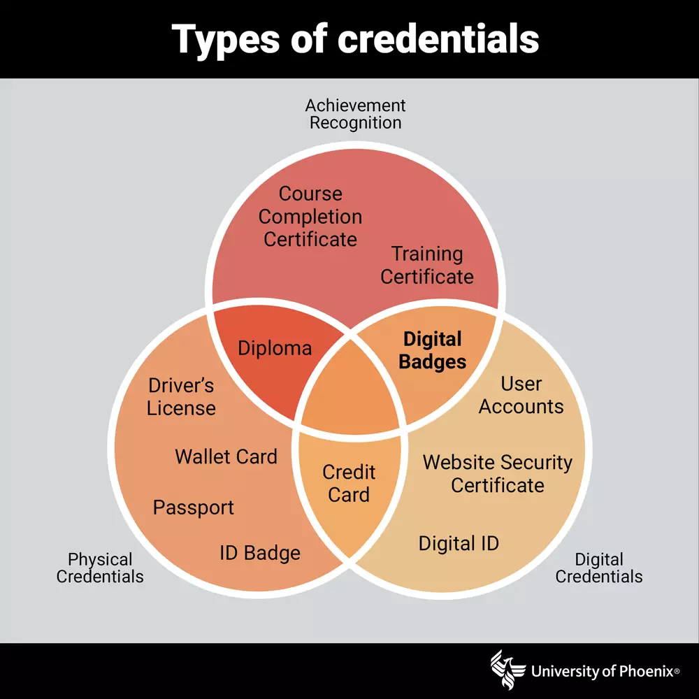 Graph listing the type of credentials