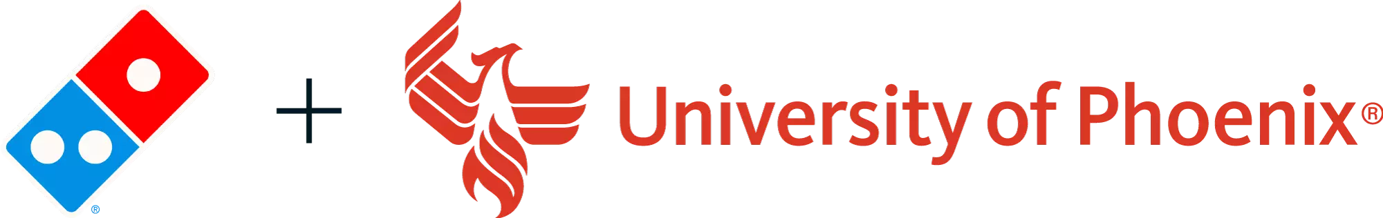 dominos logo plus university of phoenix logo