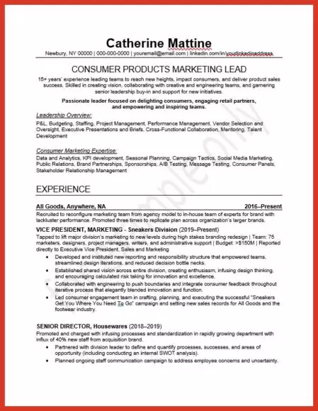 sample resume for experienced graduate