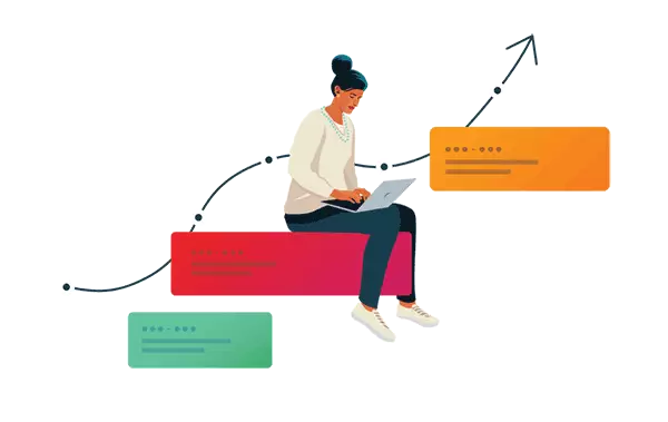 Illustration of student on laptop learning more about ¼ϲʿ Success Series courses.