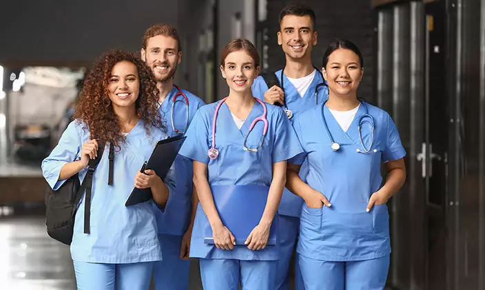 Group of travel nurses smiling