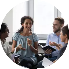 Group of employees working together