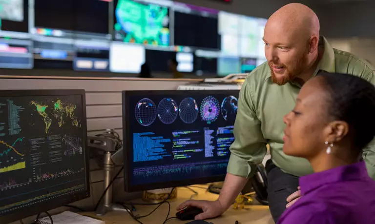 IT professionals working in a data center