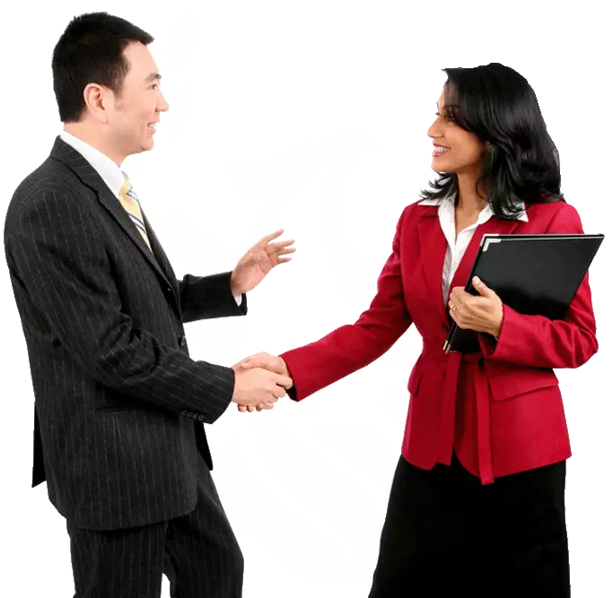 Two business professionals shaking hands
