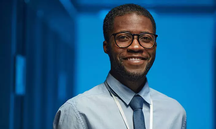 African American male IT Professional with glasses