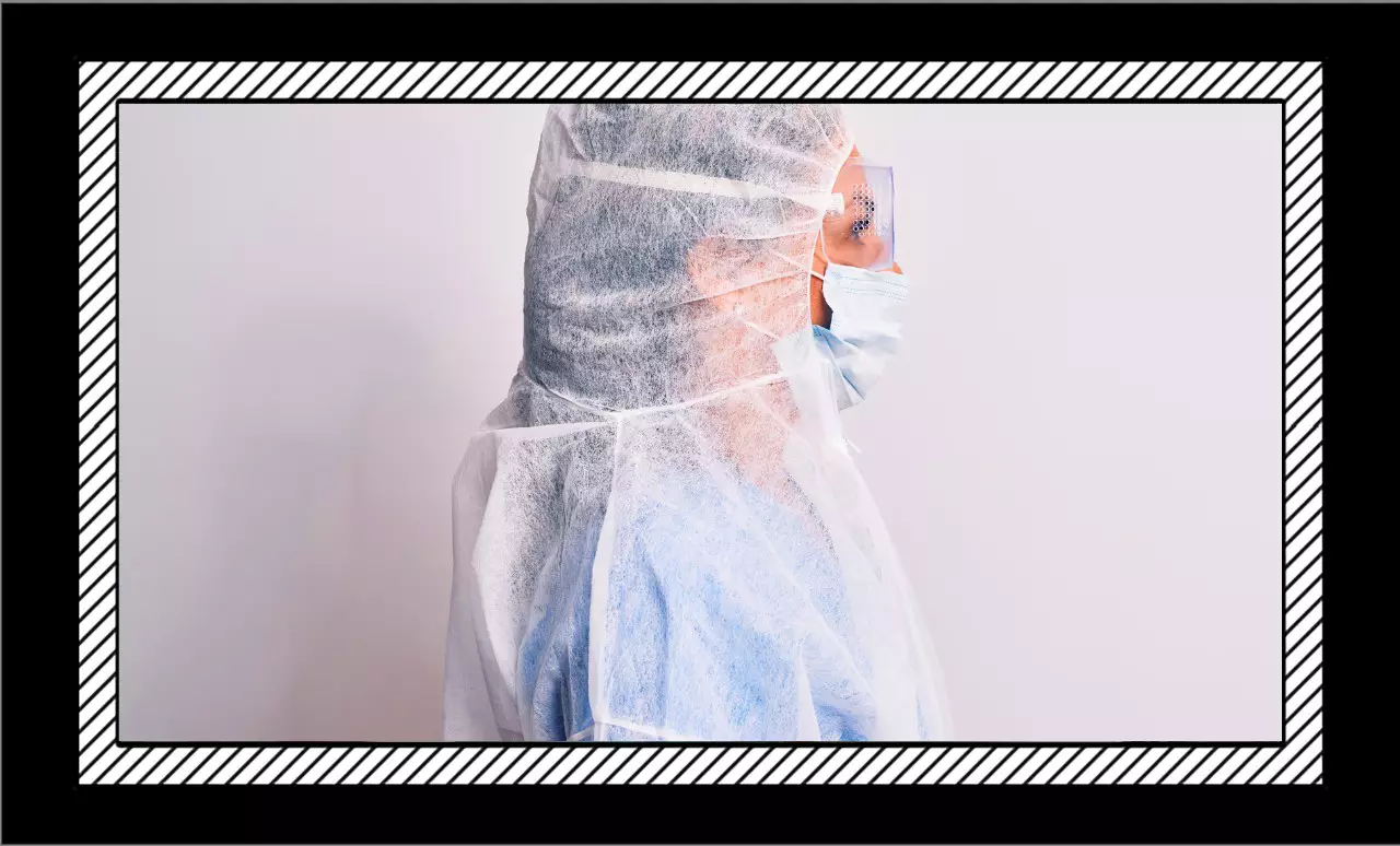 Female nurse wearing personal protective equipment to signify nursing with a college degree