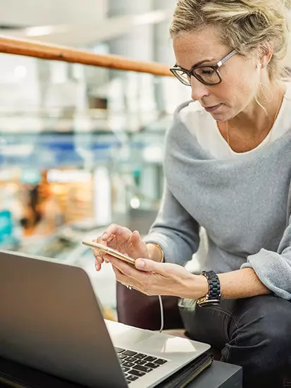 Student using a mobile phone