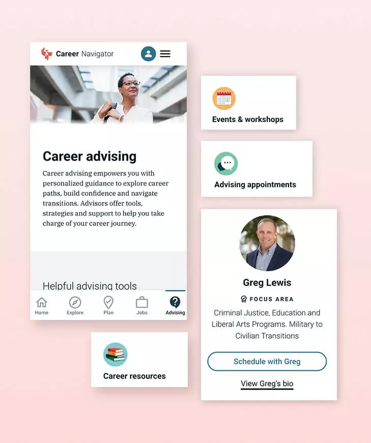 Our career advising services are available with coaches like Greg Lewis