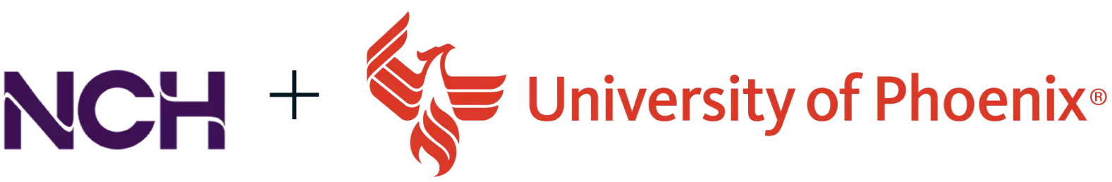 NCH logo plus University of Phoenix Career with Confidence logo