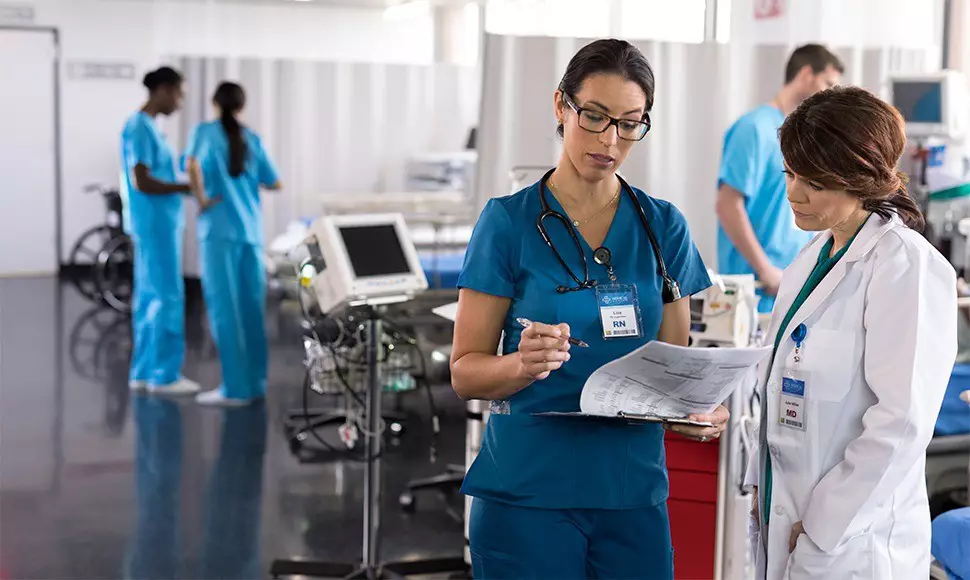 Nurses working in a medical setting