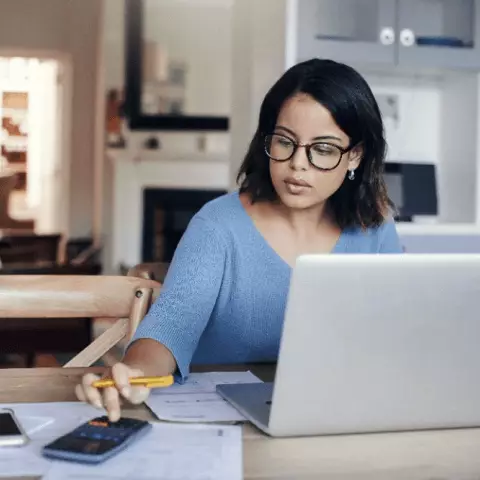Woman working on her computer