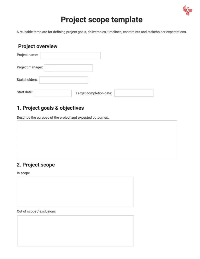 Project scope template